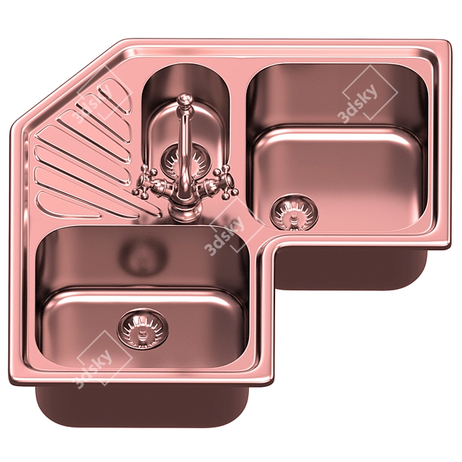 Elegant White Sink Set 3D model image 2