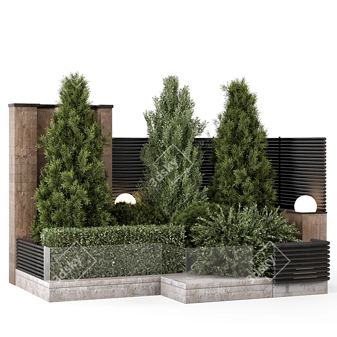 Lush Backyard Landscape Set 3D 3D model image 5