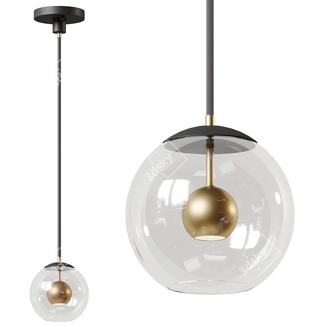 Nucleus Pendant Light with Transparent Glass Orb 3D model image 6