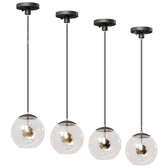 Nucleus Pendant Light with Transparent Glass Orb 3D model image 3