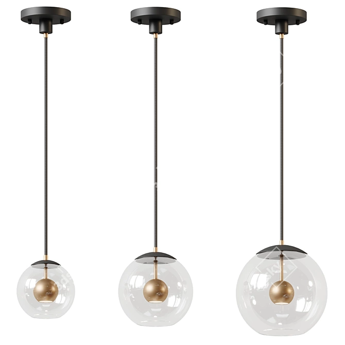 Nucleus Pendant Light with Transparent Glass Orb 3D model image 4