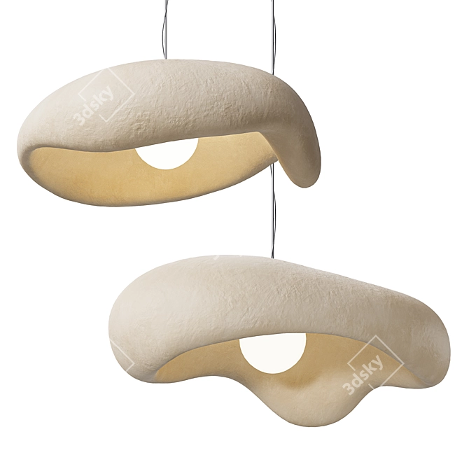 Wabi-Sabi Resin Pendant Light 3D model image 4