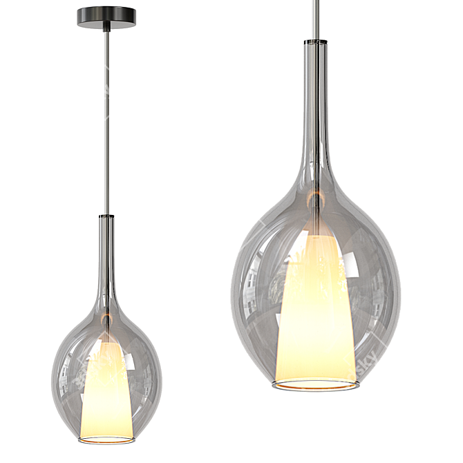 Modern Dual Light Pendant Chandelier 3D model image 1