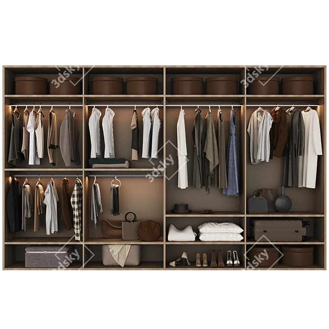 Modern Modular Wardrobe Set 3D model image 3