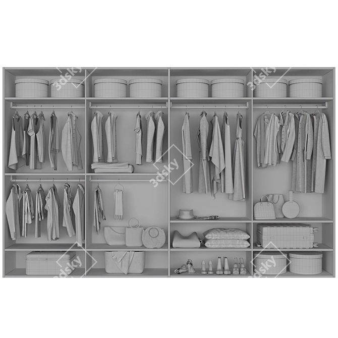 Modern Modular Wardrobe Set 3D model image 4