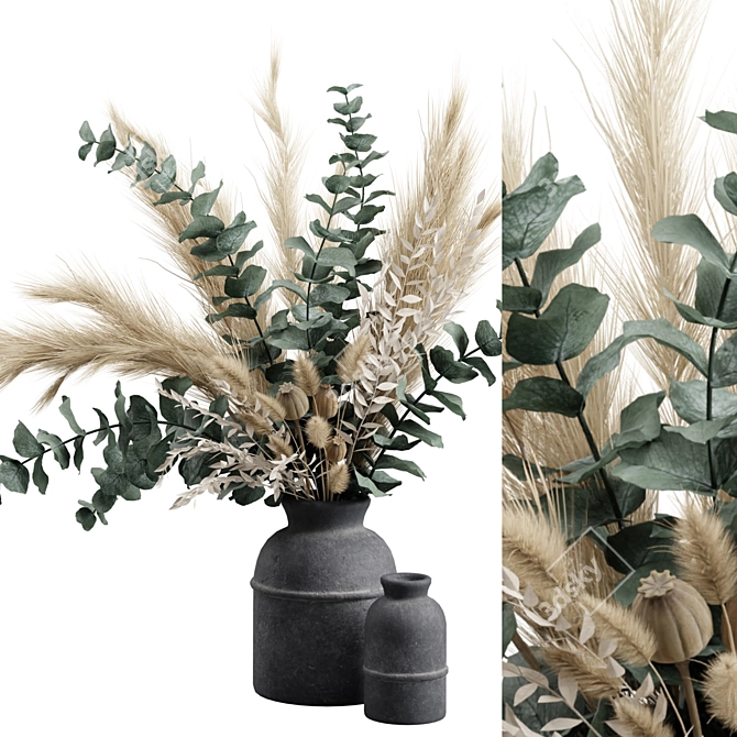 Elegant Pampas Vase Bouquet Display 3D model image 2