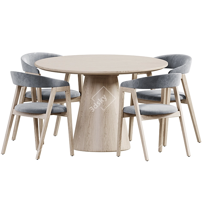 Scandi Round Dining Set Ash 3D model image 13