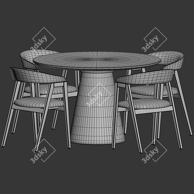 Scandi Round Dining Set Ash 3D model image 14