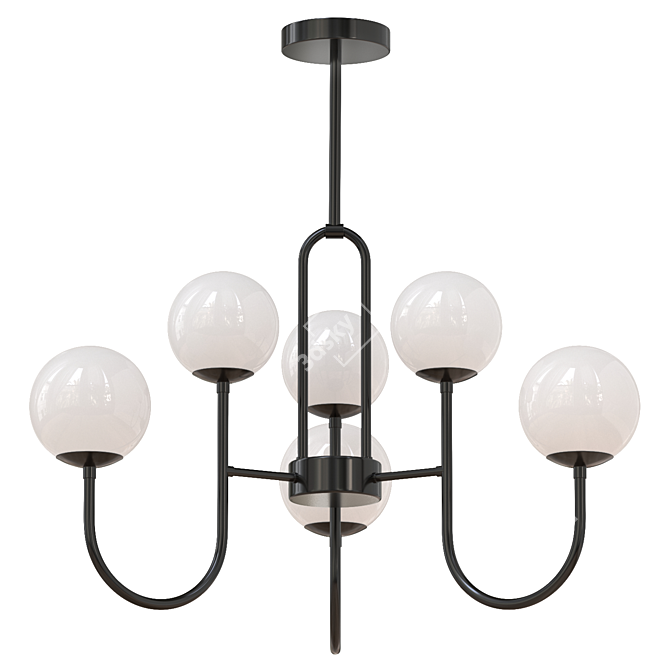 Modern Black Iron Chandelier 9-Light 3D model image 1