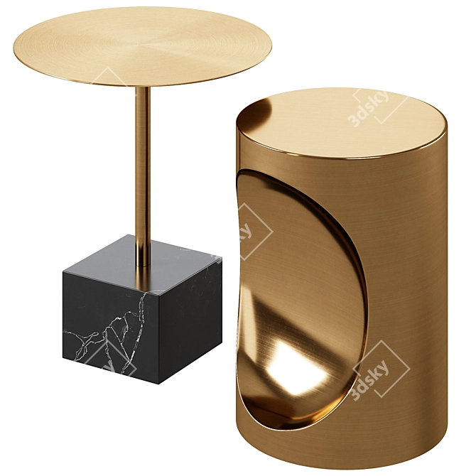 Modern Metal Side Tables Duo 3D model image 4