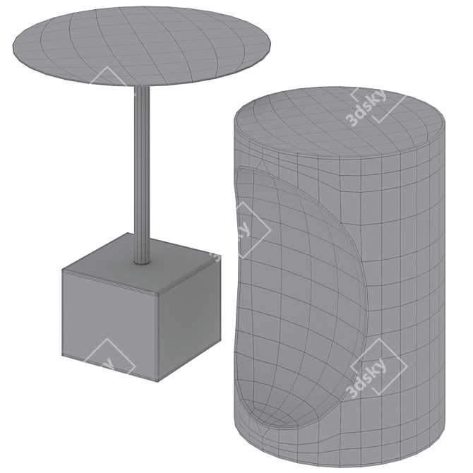 Modern Metal Side Tables Duo 3D model image 5