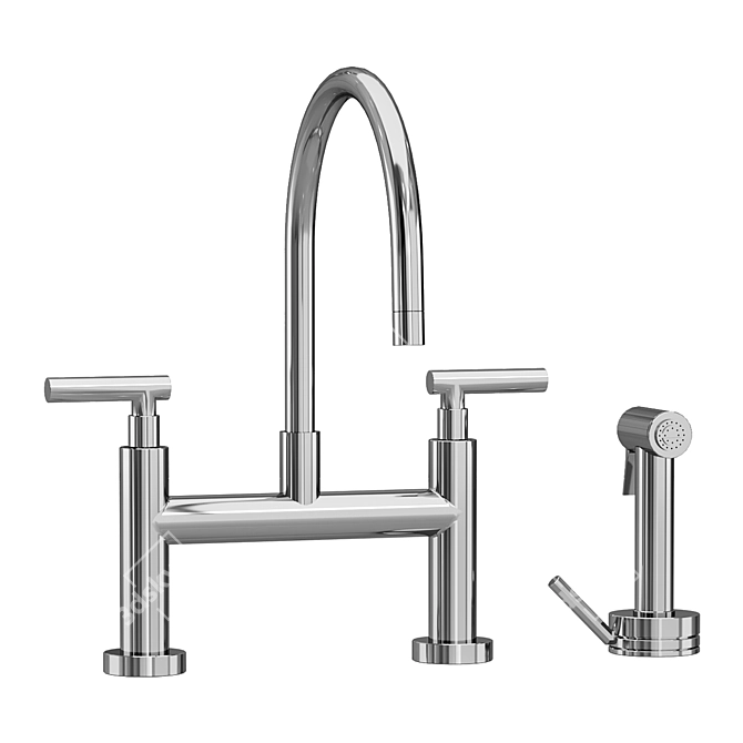 Gooseneck Kitchen Faucet with Side Spray 3D model image 1