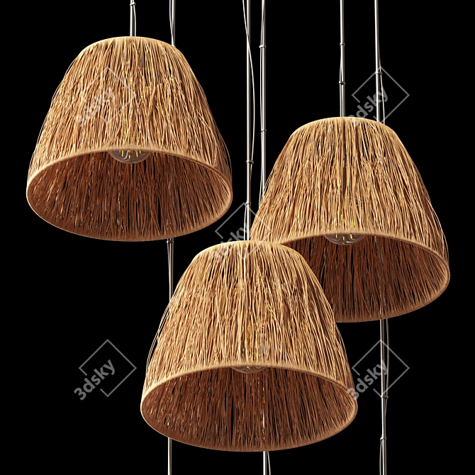 Elegant Wicker Lamp Set, 3D 3D model image 2