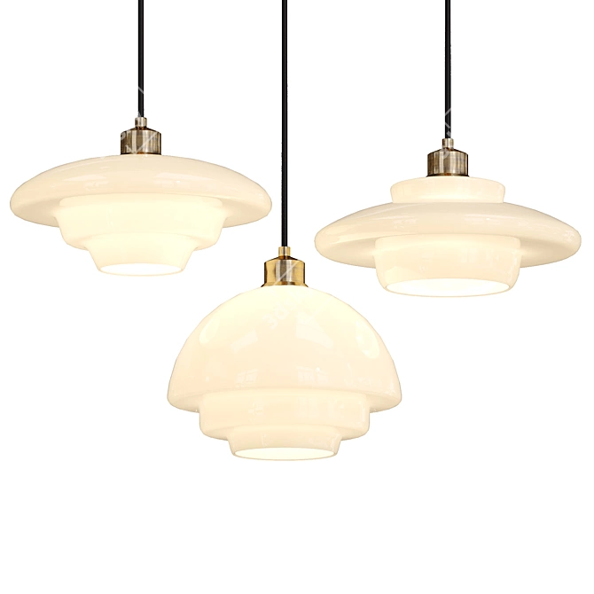 Deco Milk Glass Pendant Light 3D model image 1