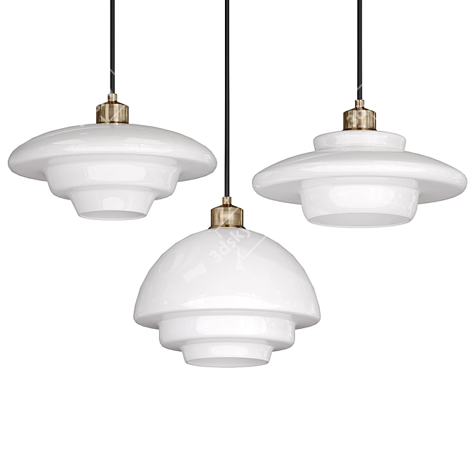 Deco Milk Glass Pendant Light 3D model image 5