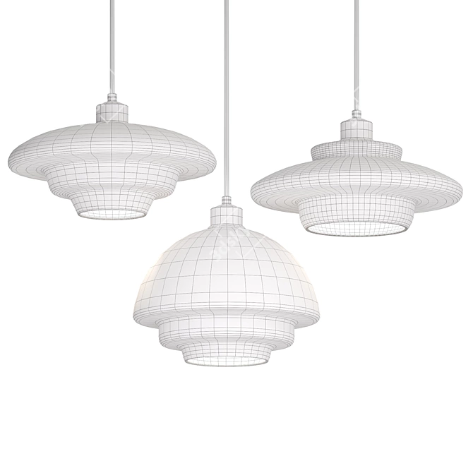 Deco Milk Glass Pendant Light 3D model image 6