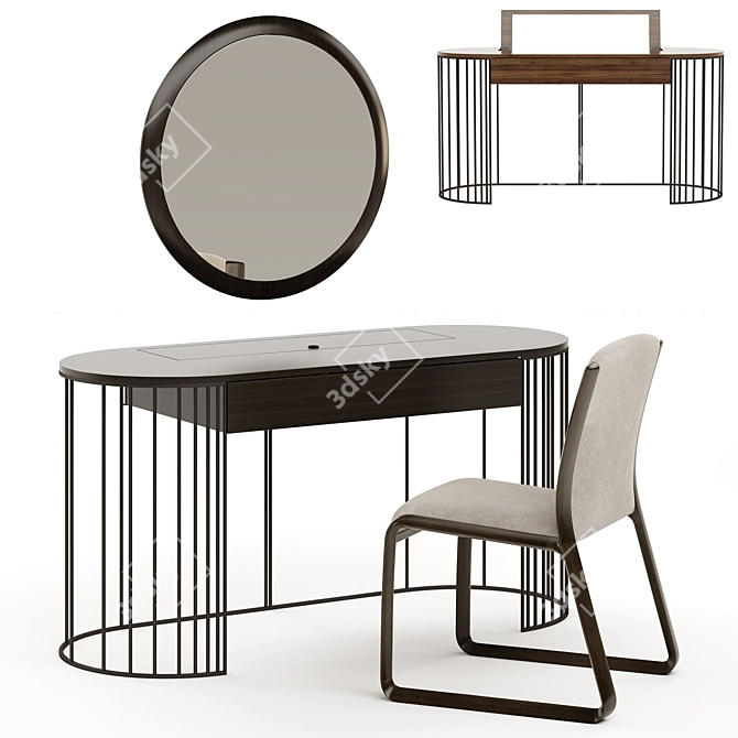 Elegant Doppler Dressing Table Set 3D model image 1