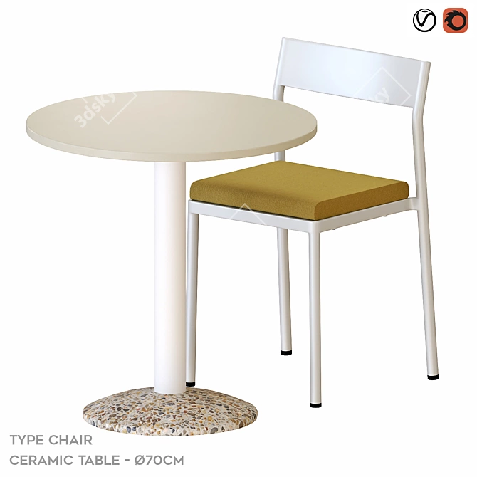 Modern Design Chair and Table 3D model image 1