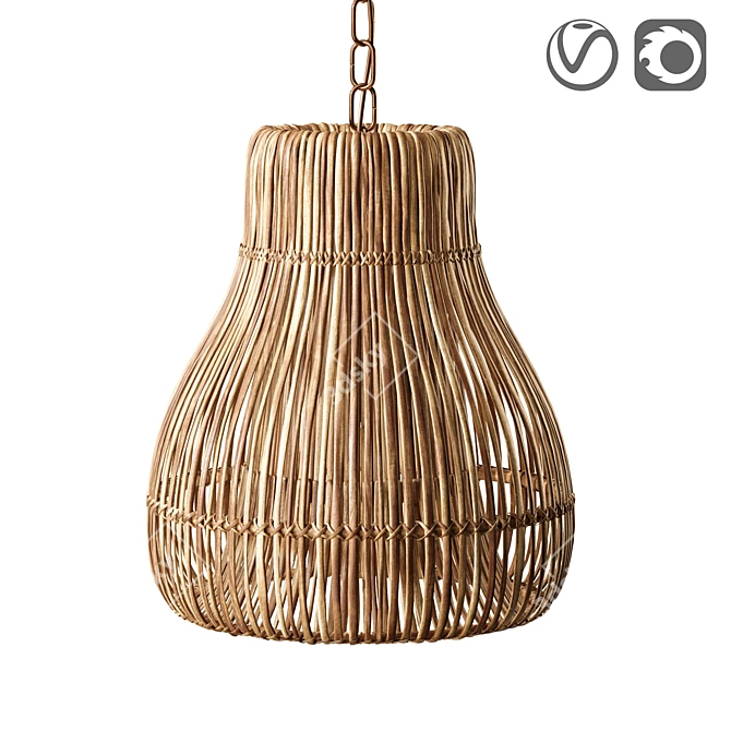 Natural Rattan Bottle Neck Pendant 3D model image 1