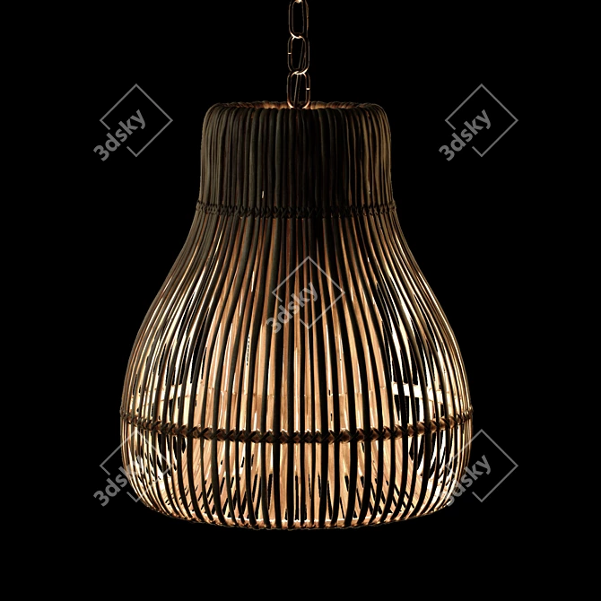 Natural Rattan Bottle Neck Pendant 3D model image 6