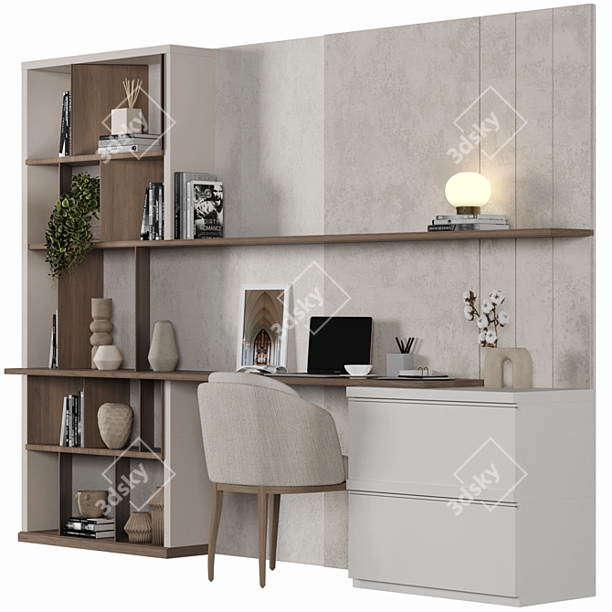 Modern Wood Home Office Furniture 3D model image 1