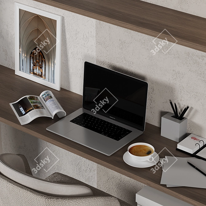 Modern Wood Home Office Furniture 3D model image 3