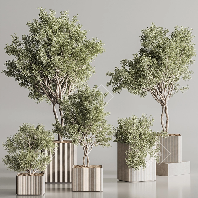 Sleek Indoor Plant Set 146 3D model image 4