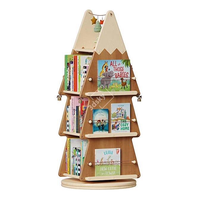  Wooden Tree Bookshelf Display Stand 3D model image 1