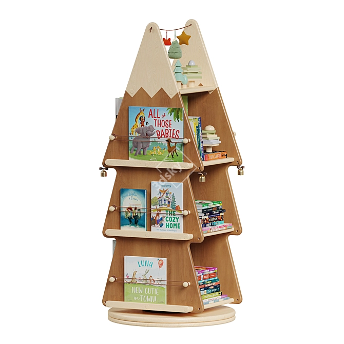  Wooden Tree Bookshelf Display Stand 3D model image 2