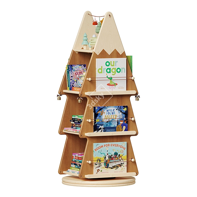  Wooden Tree Bookshelf Display Stand 3D model image 3