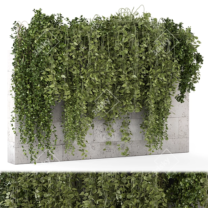 Concrete Wall Hanging Plant Set 3D model image 2