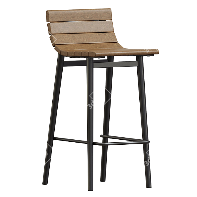 Retro California Bar Stools Set 3D model image 1