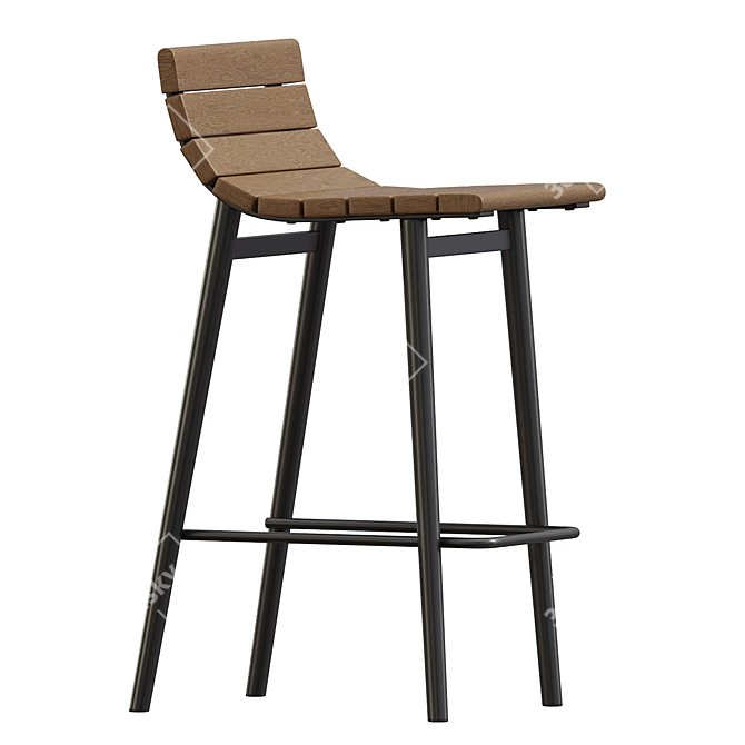 Retro California Bar Stools Set 3D model image 2