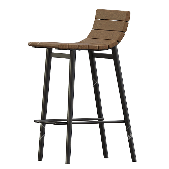 Retro California Bar Stools Set 3D model image 3