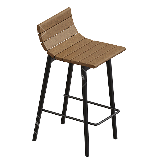 Retro California Bar Stools Set 3D model image 4