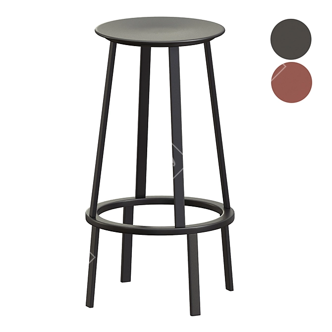 Rotatable Black Bar Stool 3D model image 1