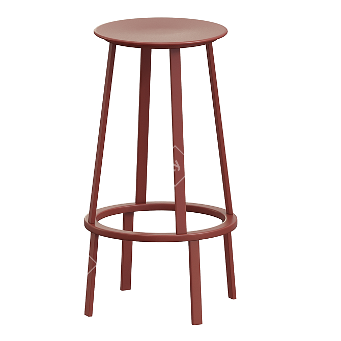 Rotatable Black Bar Stool 3D model image 2