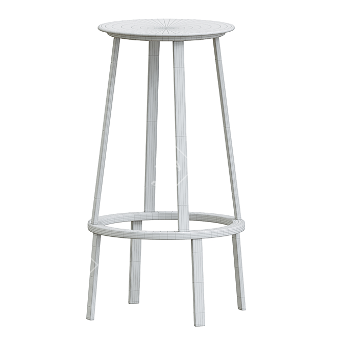 Rotatable Black Bar Stool 3D model image 4