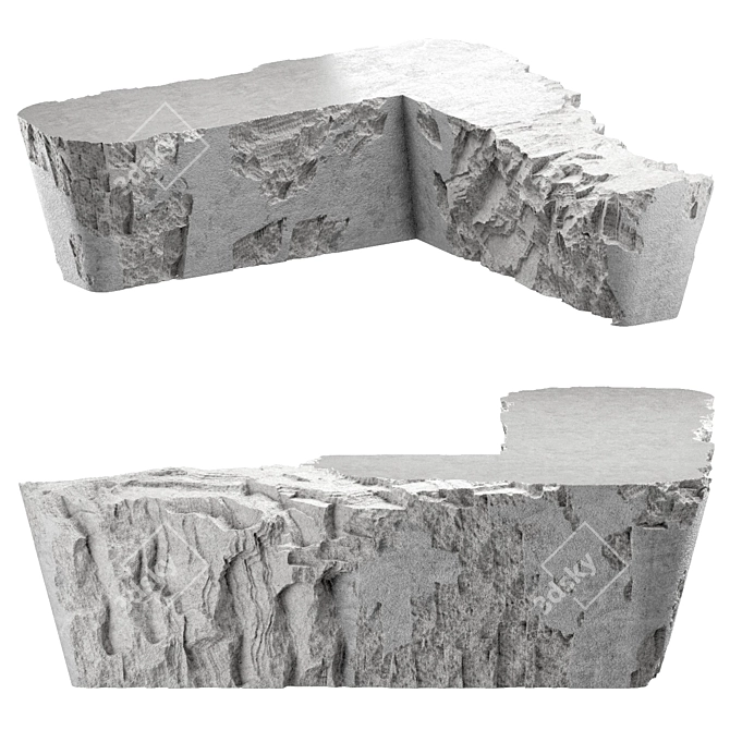 Custom Concrete Corner Island Table. 3D model image 2