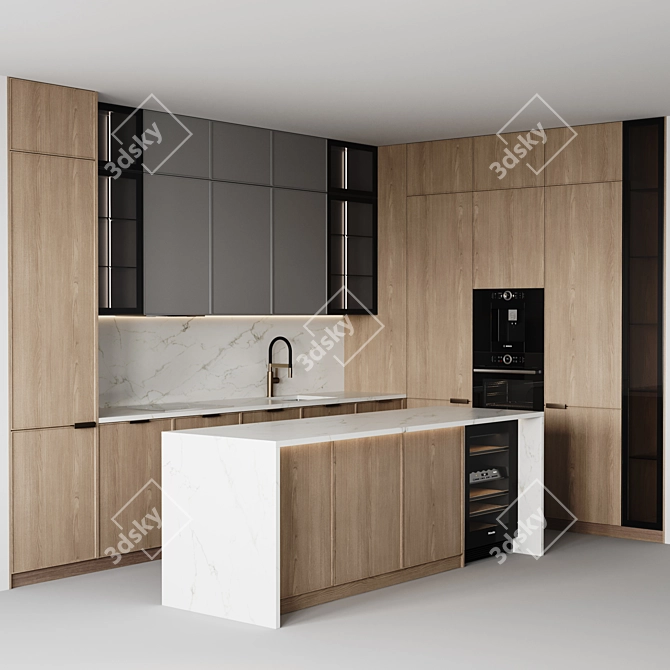 Customizable Modern Kitchen Model 3D model image 2