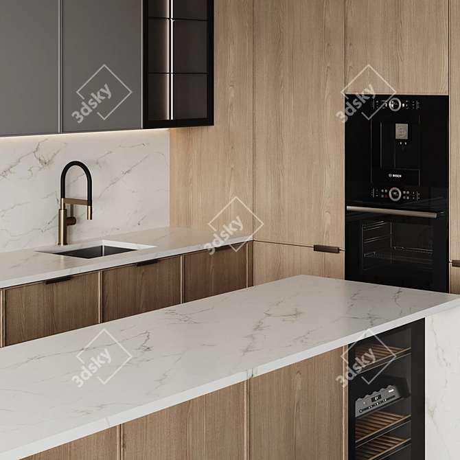 Customizable Modern Kitchen Model 3D model image 3