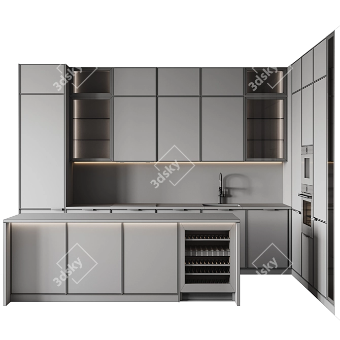 Customizable Modern Kitchen Model 3D model image 6