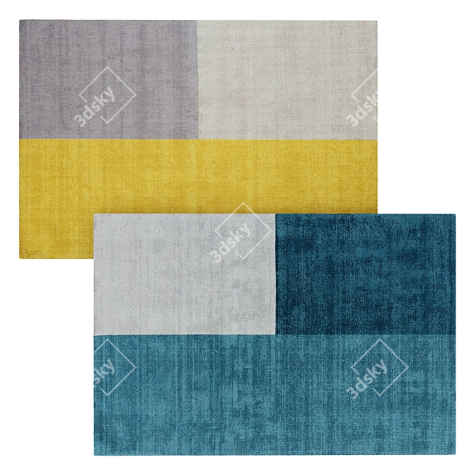 Modern Geometric Wool Rug 3D model image 2