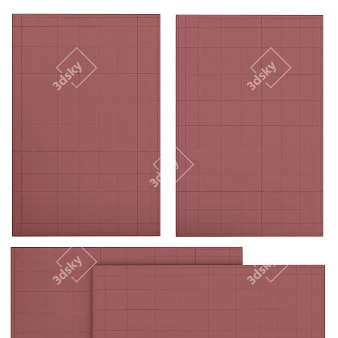 Modern Geometric Wool Rug 3D model image 3