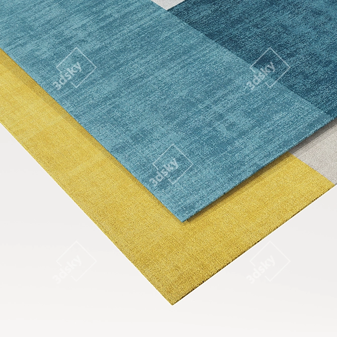 Modern Geometric Wool Rug 3D model image 5