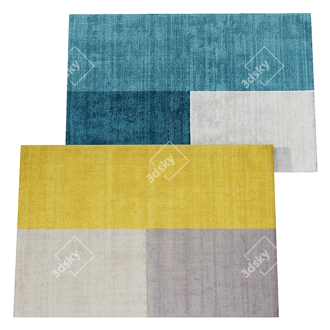 Modern Geometric Wool Rug 3D model image 7