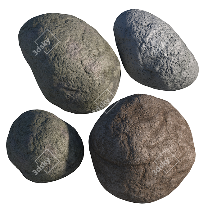 Dual Texture Stone Set 3D model image 4