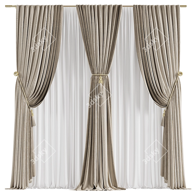 Elegant Curtain #052 3D model image 1