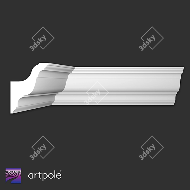 Elegant Gypsum Light Cornice 3D model image 1