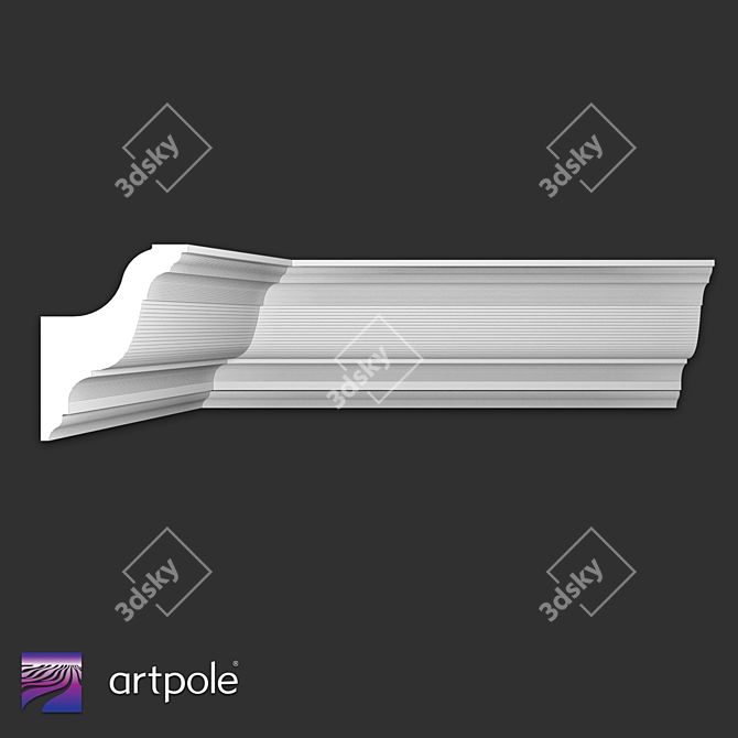 Elegant Gypsum Light Cornice 3D model image 2